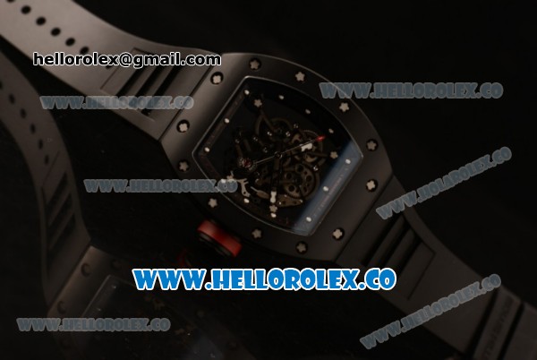 Richard Mille RM 055 Bubba Watson Miyota 9015 Automatic Ceramic Case with Black Rubber Strap and Black Dial - Click Image to Close